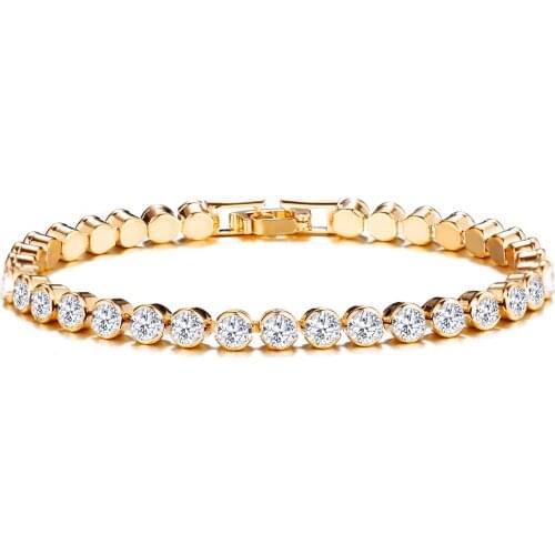 Fashion Jewelry Cubic Zirconia Gold Color Tennis Bracelet For Women Men Charm Tennis Bracelet Bangle Men male Bijoux Jewelry