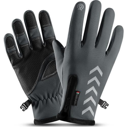Fashion Winter Ski Gloves Night Reflective Strip Touch Screen Gloves Waterproof Anti-slip Gloves For Cycling Warm High Quality