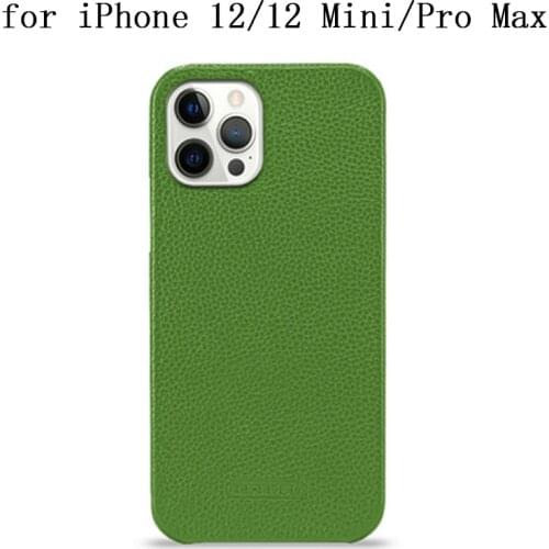 Fashion Phone Case foriPhone 12 Mini 12Pro Handmade Genuine Leather Protective Back Skin Cover foriPhone 12 Pro Max Fundas coque
