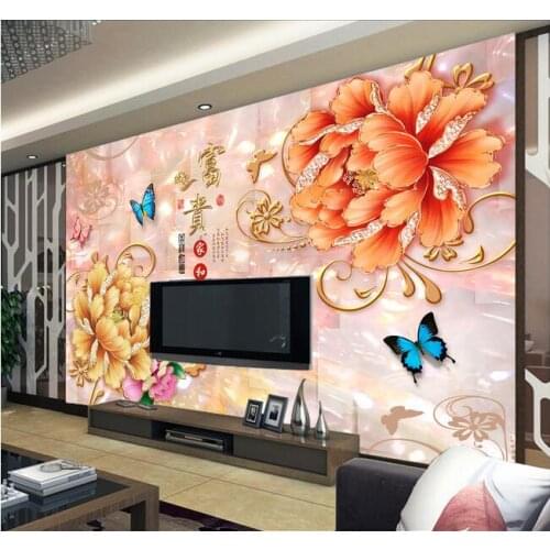 3d wallpaper custom mural non-woven 3d room wallpaper 3d golden flower The butterfly TV setting wall 3d wall murals wallpaper