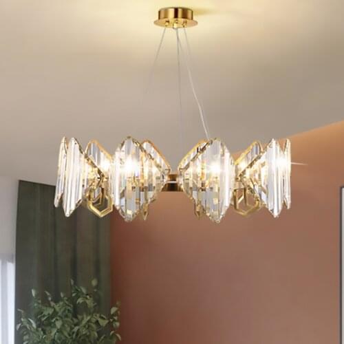 New led chandelier for living room modern cyrstal hanging lighting fixture polish gold kitchen bedroom luxury home decor lustre