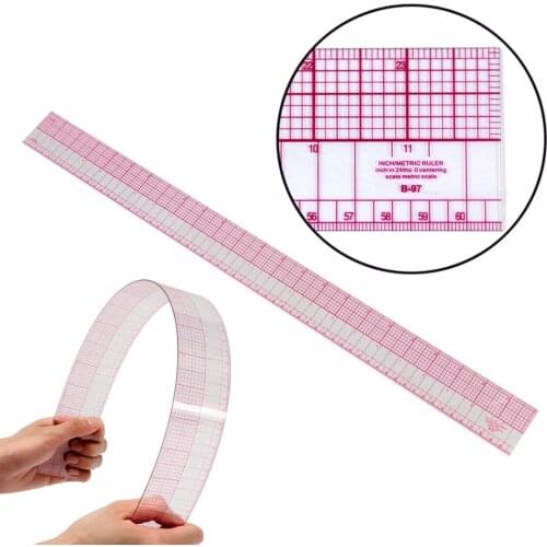 Newest B-97 60cm 24" * 2" Inch & Metric Ruler With Protractor For Pattern Making