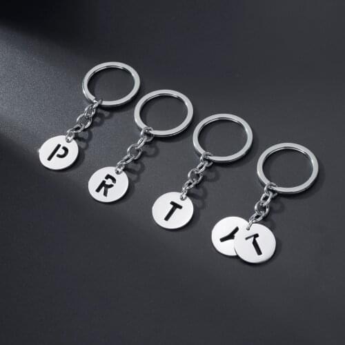 NEW DIY A-Z Letters Key Chain Silver Color Metal Keychain Women Car Key Ring Simple Letter Name Key Holder Party Gift Jewelry