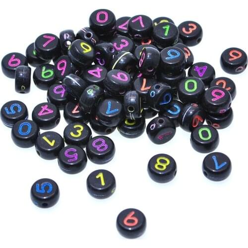 New Arrival 3600pcs/Lot 4*7MM Black with colorful Neon Numbers Flat Coin Round Shape Beads DIY jewelry Bracelet Loose Beads