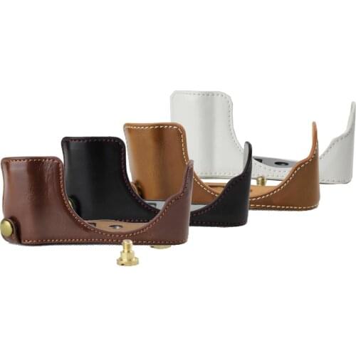 New Pu Leather Camera Case Half Body Cover For Panasonic Lumix GF7 GF8 GF9 GF10 Remove Battery Directly