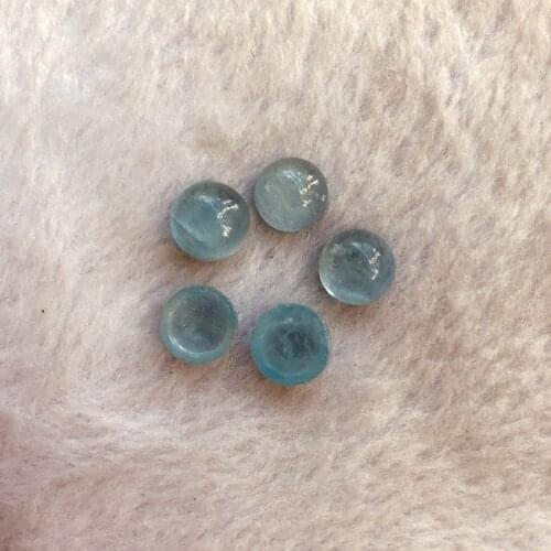 Wholesale 2pcs Natural Aquamarines Bead Cabochon 10mm Round Gem Stone Loose Bead Round Cabochon,Gem Ring Face for jewelry diy
