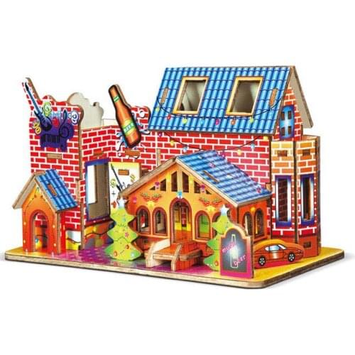 1Pcs Children 3D Wooden House Puzzle Jigsaw Toys for Kids Brain Training Intelligent Early Educational Toys Puzzles Game