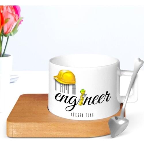Personalized Professional Engineer Wood Altlıklı Ceramic Cup-1