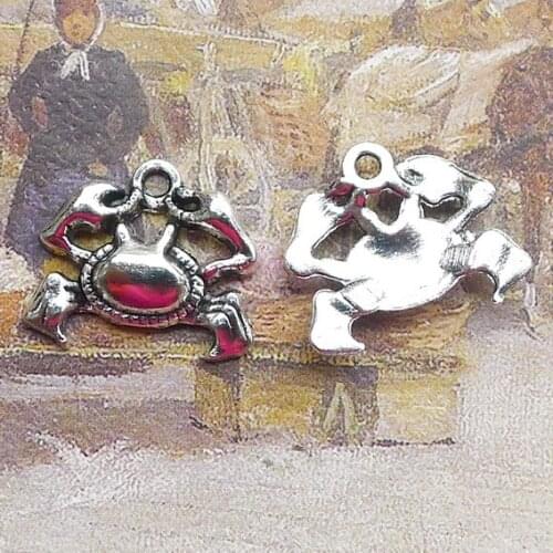 15PCS/Lot 17mm*20mm Pendant Antique Silver Color Crab Charms For DIY Jewelry Making Handmade Craft