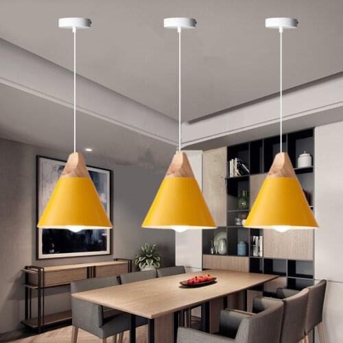 Bedroom Pendant Lights Kitchen Island Yellow Ceiling Lamp Modern Lighting Bar Aluminum Light Home Indoor Lights Bulb For Free
