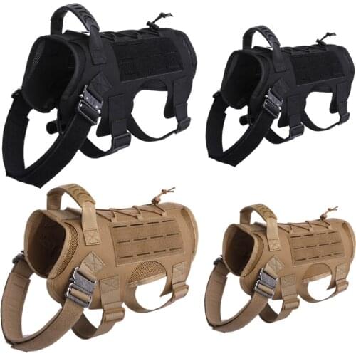 Durable Nylon Dog Harness Tactical Military Working Dog Vest No Pull Pet Training Harnesses Vest for Medium Large Dogs M L