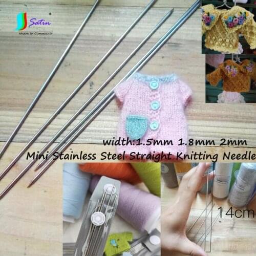 Length 14cm Professional Mini Stainless Steel Straight Knitting Needle Doll Clothes Socks Diy Hand Tools Sewing Knitting Needle