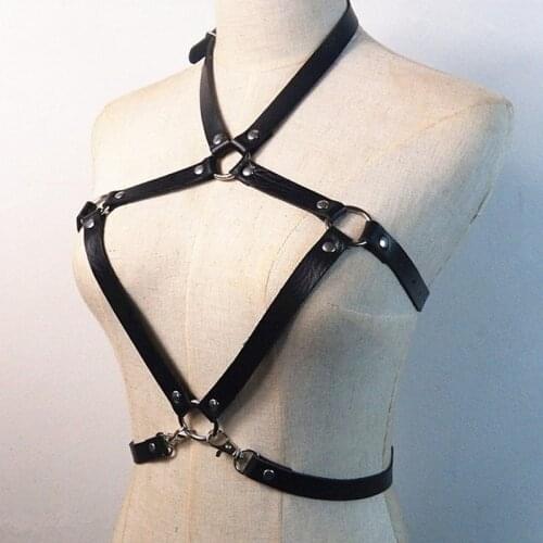 Sexy Leather Harness Women Underwear Garter Belts Bondage Cage Body Straps Bra Garter Belt Adjustable Women Lingerie Chest Cage