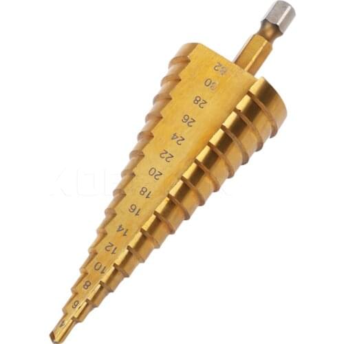 HSS Titanium Coated Step Drill Bit 4-32mm Drilling Power Tools for 4241 Metal High Speed Steel Wood Hole Cutter Step Cone Drill