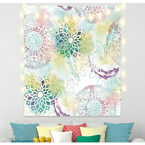 Tropical Tapestry Colorful Mandala Flowers Vintage Exotic Summer Plant Nature Frame for Bedroom Photography Wall Decor