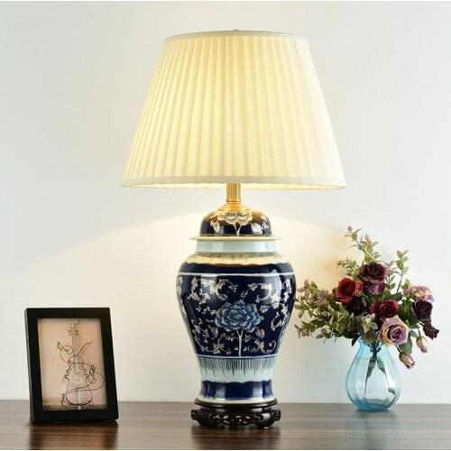 Bedroom vintage table lamp china living room Table Lamp for wedding decoration porcelain lamp bedside table blue and white
