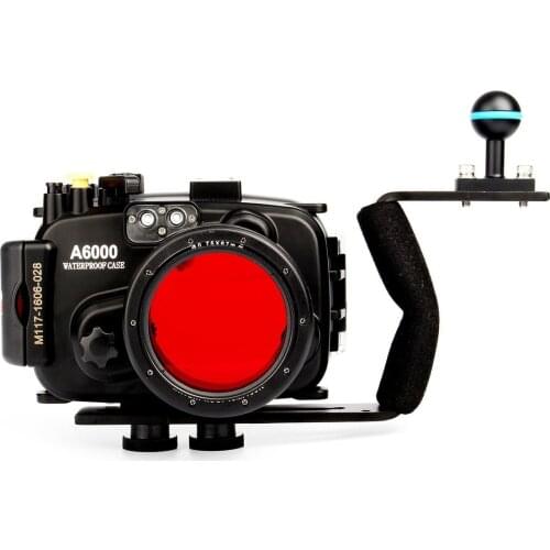 40M Waterproof Underwater Camera Housing Case Bag for Sony A6000 16-50mm Lens + Red Filter + Diving Handle