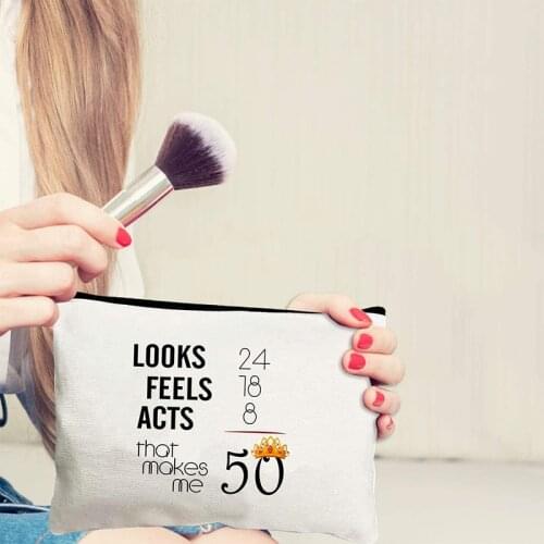 Looks 24 Feels 18 Acts 8 That Makes Me 50 friend mom aunt sister wife 50th 50 years old fifty Birthday Novelty Gift present bag