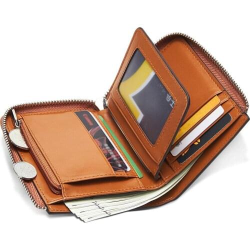 High Quality Fashion Classic Style Men Wallet RFID Antimagnetic New Short Head Leather Purses