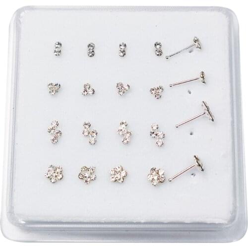 925 sterling silver nose stud clear crystal nariz fashion women pircing delicate nose piercing jewelry