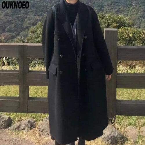 Woman Long Coat Fashion Korean Preppy Style Retro Versatile Windbreaker Casual Warm Woolen Coat Oversize 2021 Spring Women Coat