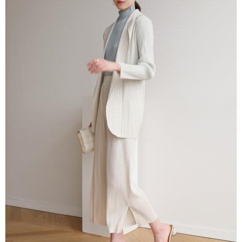2021 Autumn spring Issey Miyake Pleated lady high-end western style reduced age commuting career one-button suit
