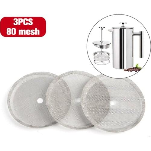 3 pieces of reusable stainless steel French filter press coffee machine, detachable mesh filter, coffee pot filter cartridge