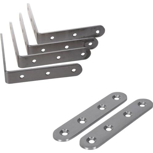 6 Pcs Stainless Steel Shelf Support Corner Brace Angle Bracket, 4Pcs 100X100mm & 2Pcs 89X19mm