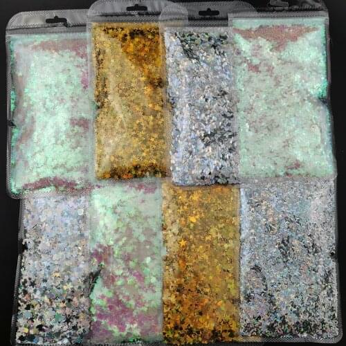 50g Nail Art Glitter Sequins Hexagonal Star Moon Horse Eye Shaped Laser Sequins Nail Art Decorations Body Art Painting Nail Diy