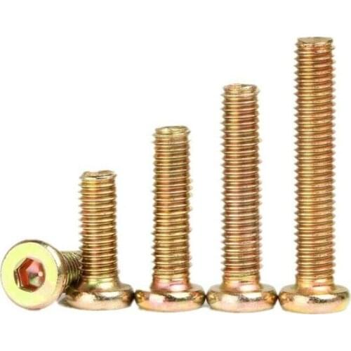 M6*12-M6*100 Carbon Steel Plated Color Zinc Flat Round Head Hexagon Socket Screw