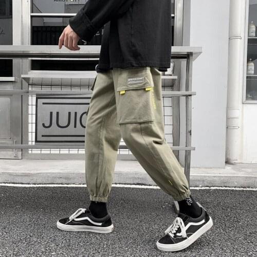 Hip Hop Streetwear Men Cargo Pants 2020 Side Pocket Mens Loose Harem Pants Solid Color Man Joggers Plus Sized