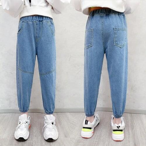 Spring Autumn Jeans for Girls 2021 Cotton Straight Leg Childrens Clothing Girls 4-12 Year Pants Girls Trousers Baby Clothes