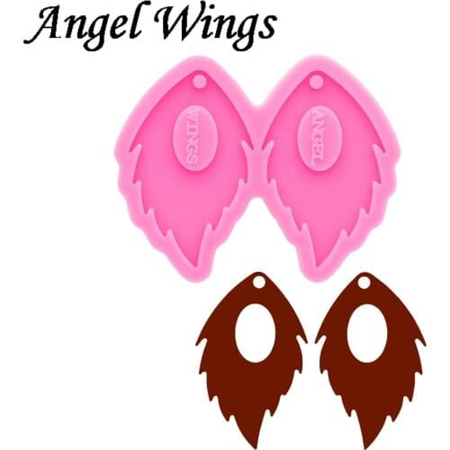 Shiny Resin Feather Earring Mould, Silicone Keychain, Molds, Epoxy Mold DIY Jewelry, Not sticky DY0732