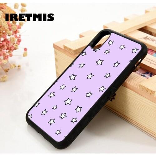 Iretmis 5 5S SE 6 6S TPU Silicone Rubber Phone Case Cover for iPhone 7 8 Plus X Xs 11 12 MINI Pro Max XR Stars Pattern Purple