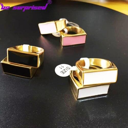 Ring new enamel color hip hop men and women titanium steel personality simple street style titanium steel ring