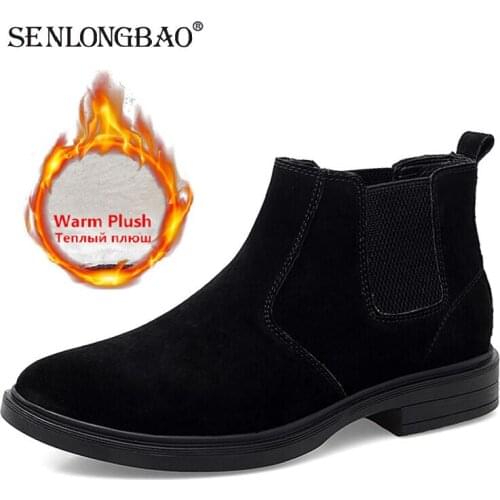 2020 New Autumn Winter Mens Chelsea Boots Fashion Ankle Boots Genuine Leather Men Snow Boots Luxury Brand Men Boots Size 38-47