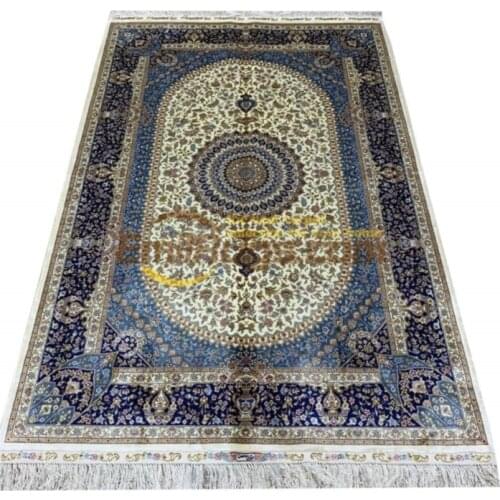 Hand Knotted Mint Green Hallway Turkish Silk Rug Home Deco Rug