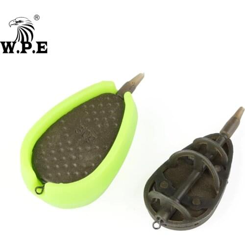 W.P.E Carp Fishing Method Feeder 30g / 40g / 50g / 60g Inline Flat Feeder Mould Set Bait Thrower Lead Fishing Tackle 1pack