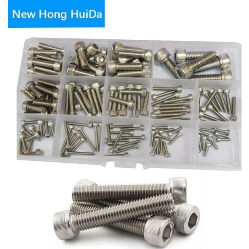 M2 M3 M4 M5 M6 Hex Socket Head Cap Screw Metric Thread Hexagon Allen Head Bolt Nut Set Assortment Kit 304 Stainless Steel