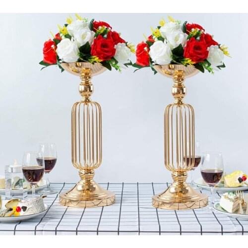 Metal Flower Arrangement & Candle Holder Stand Set for Wedding Party Dinner Centerpiece Event Restaurant Hotel Decoration