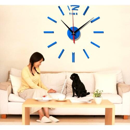 New DIY 3D Wall Clock Acrylic Mirror Stickers Home Decor Living Room Quartz Needle Self Adhesive Wall Clock