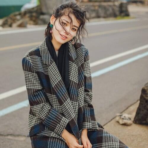 New Original Vintage Orchid Coffee Gown Coat Fashion Trendy Woolen Pure Wool Coat Women Coats Autumn Winter