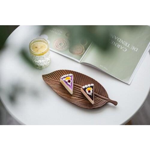 NEW Leaf Pattern Wood Pan Plate Fruit Dishes Saucer Tea Tray Dessert Dinner Bread Wood Plate storage Trays
