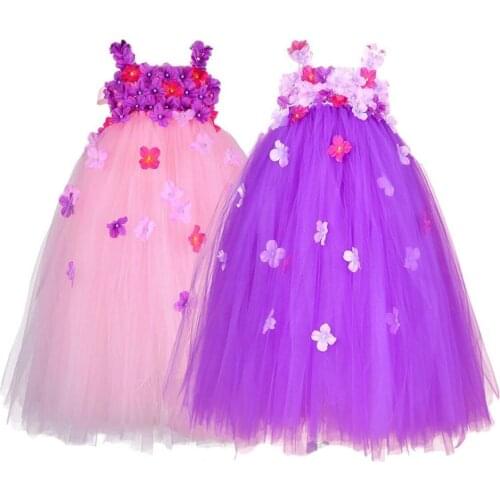 Wedding Flower Girl Dress Fairy Aurora Petal Dress for Birthday Party Fancy Princess Tulle Pageant Photo Gowns Long Dresses