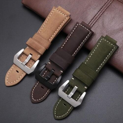 Leather watchband 24x16mm black brown khaki strap Suitable for T2N720/721/TW2T76500/6300 mens silicone bracelet