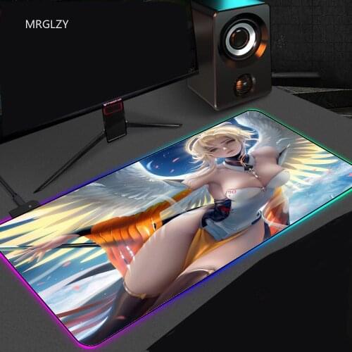 RGB Glow Cartoon Animation Sexy Mouse Keyboard Pad Precision Seaming Process Mouse Pad Keycaps Gamer Girl Solo Leveling Deskmat