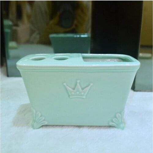 Nordic Bathroom Brief Longquan Green Ceramic Toothbrush Holder Hotel High Grade Gilding Craft Toothbrush Framework Home Supplies