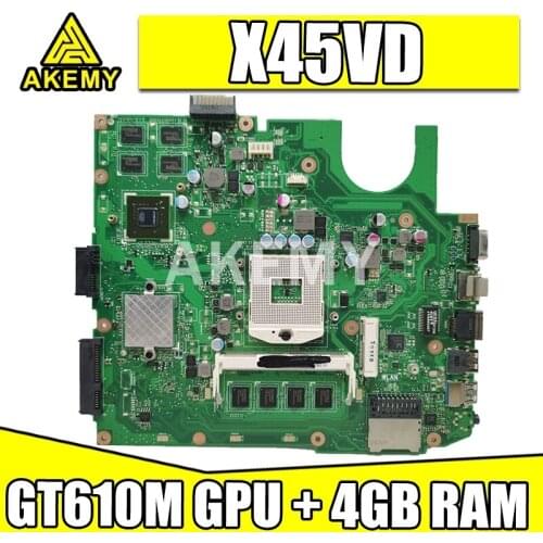 X45VD Laptop Motherboard For ASUS X45V X45VD Laptop motherboard 100% Tested W/ GT610M GPU + 4GB RAM HM76 SLJ8E