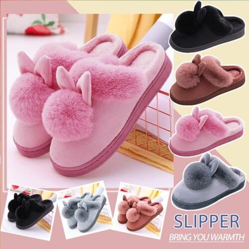 Rabbit 's Ears Womens Indoor Slipper Women Shoes Cotton Flat Heel Slippers Winter Snow Shoes Flip Flops Zapatillas Mujer