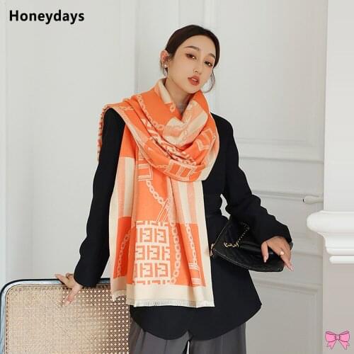 Winter Cashmere Pashmina Scarf Lady Geometry Decoration Warm Blanket Scarves Women Thick Shawl Wraps Female Bufanda Headkerchief